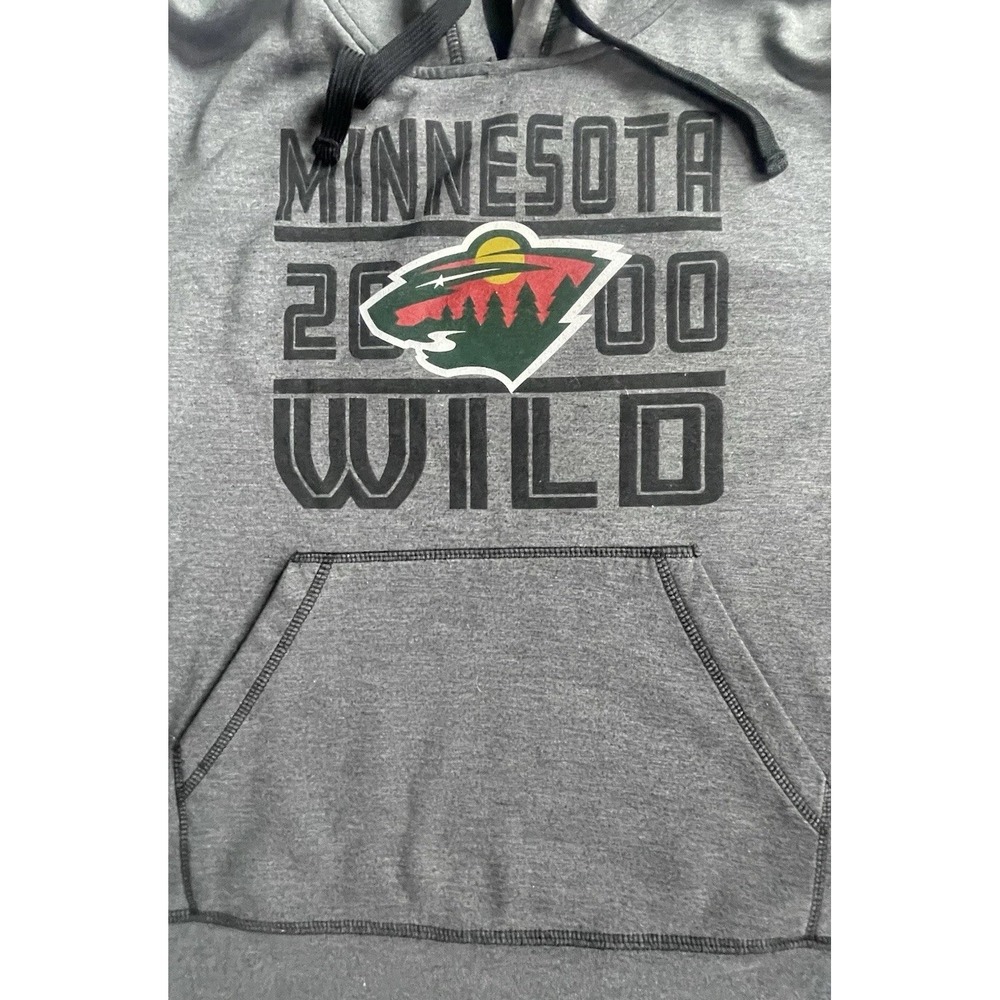 MN Wild Vtg 2000 Franchise Year Hoodie S Gray Black‎ Contrast Stitch NHL Y2K HTF